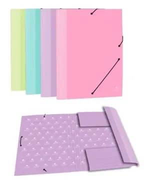 Mariola Carpeta Con Gomas 3 Solapas Folio Cartón Forrado Plastificado Mate Surtidos
