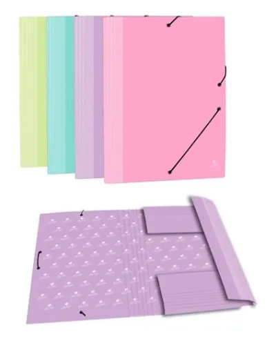 Mariola Carpeta Con Gomas 3 Solapas Folio Cartón Forrado Plastificado Mate Surtidos