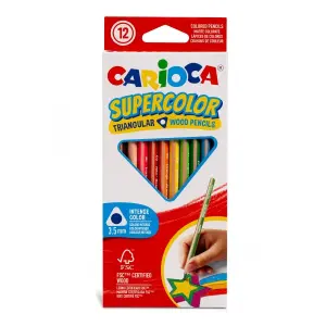 Carioca Supercolor Pack de 12 Lápices de Colores Triangulares - Mina de 3.5mm