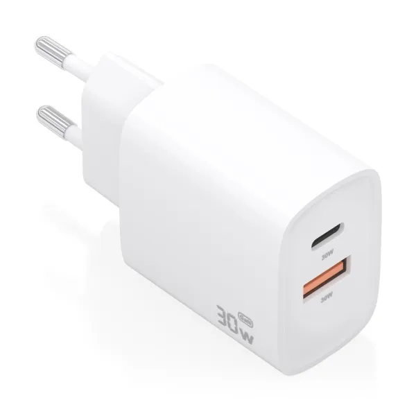 Aisens Cargador Gan 30W - Usb-C Pd3.0 - Tecnologia Ai Para Detectar Protocolo Y Velocidad De Carga - Color Blanco