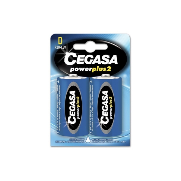 Cegasa Power Plus 2 Pack De 2 Pilas R20 D - Pilas Salinas Para Aparatos De Bajo Consumo