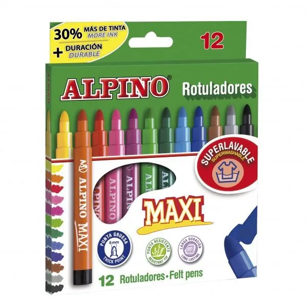 Alpino Rotuladores Maxi Punta Gruesa Estuche de 12 Surtidos