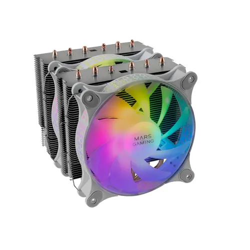 Ventilador Con Disipador Para Cpu Mars Gaming Mcpu-Xt White Dual Argb 6 Heatpipes Tdp 300W Doble Dis