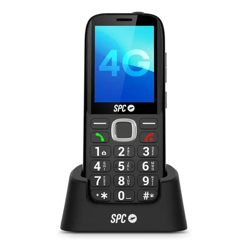 SPC Fortune 2 Max Móvil 4G para Mayores - Pantalla XL 2.4" - Teclas Grandes - Timbre 104 dB - Botón SOS - Base de Carga - Radio FM - Batería 7 Días - Negro
