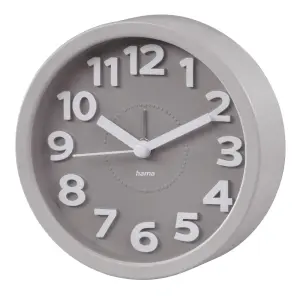 Hama Reloj Despertador Analógico Retro - Funciona con 1 Pila AA - Color Gris - 12x4cm