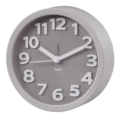 Hama Reloj Despertador Analógico Retro - Funciona con 1 Pila AA - Color Gris - 12x4cm