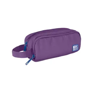 Oxford Estuche Portatodo Lila - 3 Compartimentos - Asa Lateral - Material Reciclado