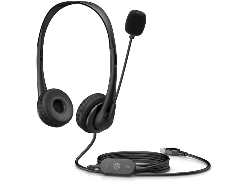 HP Auriculares G2 Stereo USB con Micrófono y Cancelación de Ruido - Diadema Ajustable - Color Negro