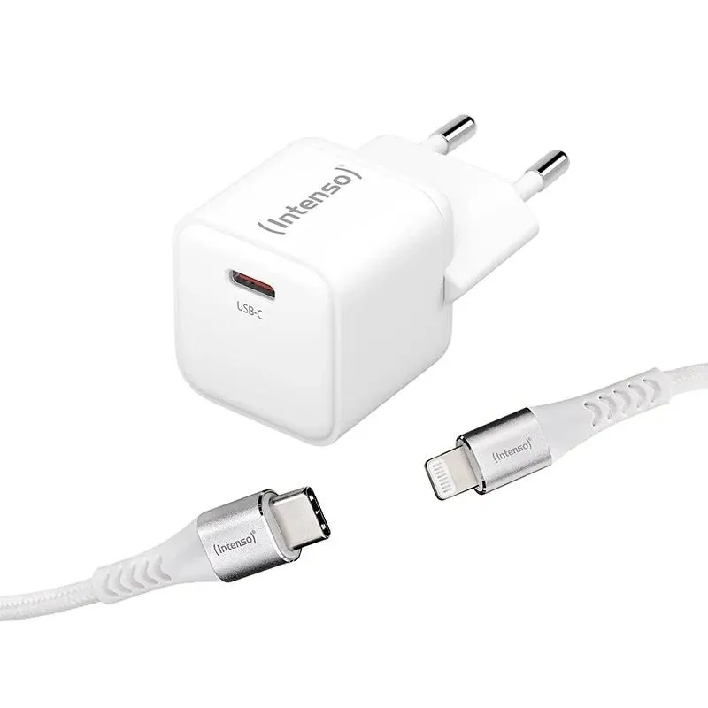 Intenso | Kit Cargador Gan W30C + Cable Lightning