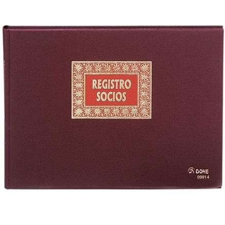 Dohe Libro Registro- Registro De Socios 100H Numeradas Folio Apaisado 100Gr Burdeos