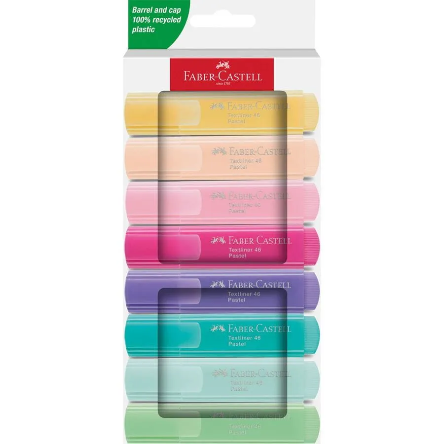 Faber-Castell Textliner 46 Pastel Pack de 8 Marcadores Fluorescentes Punta Biselada