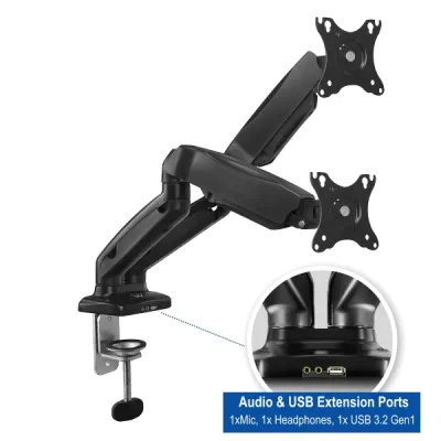 Ewent Soporte de Escritorio para 2 Monitores de 13-34" - VESA 100x100 - Hasta 9 kg - Negro