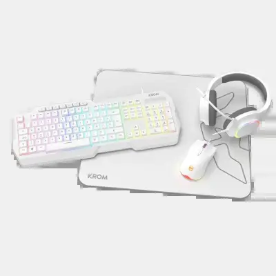 KROM Kenta 4 en 1 RGB Combo Gaming Blanco