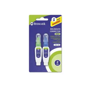 Bismark Pack de 2 Mini Bolígrafos Correctores 4ml con Punta Metálica Alta Precisión