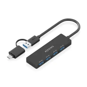 Aisens Hub USB 3.1 USB-A/USB-C 4xUSB-A 15cm Negro