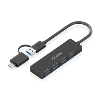 Aisens Hub USB 3.1 USB-A/USB-C 4xUSB-A 15cm Negro