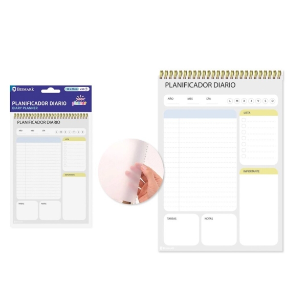 Ingraf Planificador Diario - Medidas 15X21Cm - Espiral Con Tapa De Polipropileno - 50 Hojas De 80Grs