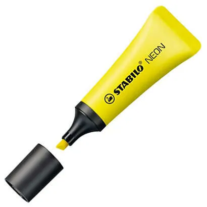 Stabilo Neon 72 Marcador Fluorescente - Trazo Entre 2 Y 5Mm - Tinta Con Base De Agua - Cuerpo En Forma De Tubo - Color Amarillo