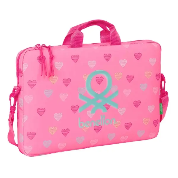 Safta Benetton Heart Maletín para Portátil hasta 15.6" - Interior Acolchado - Color Rosa