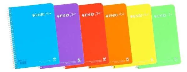 Enri Plus Cuaderno Espiral Formato Cuarto Pautado 3.5 Con Margen - 80 Hojas 90Gr - Cubierta De Plastico - Colores Surtidos