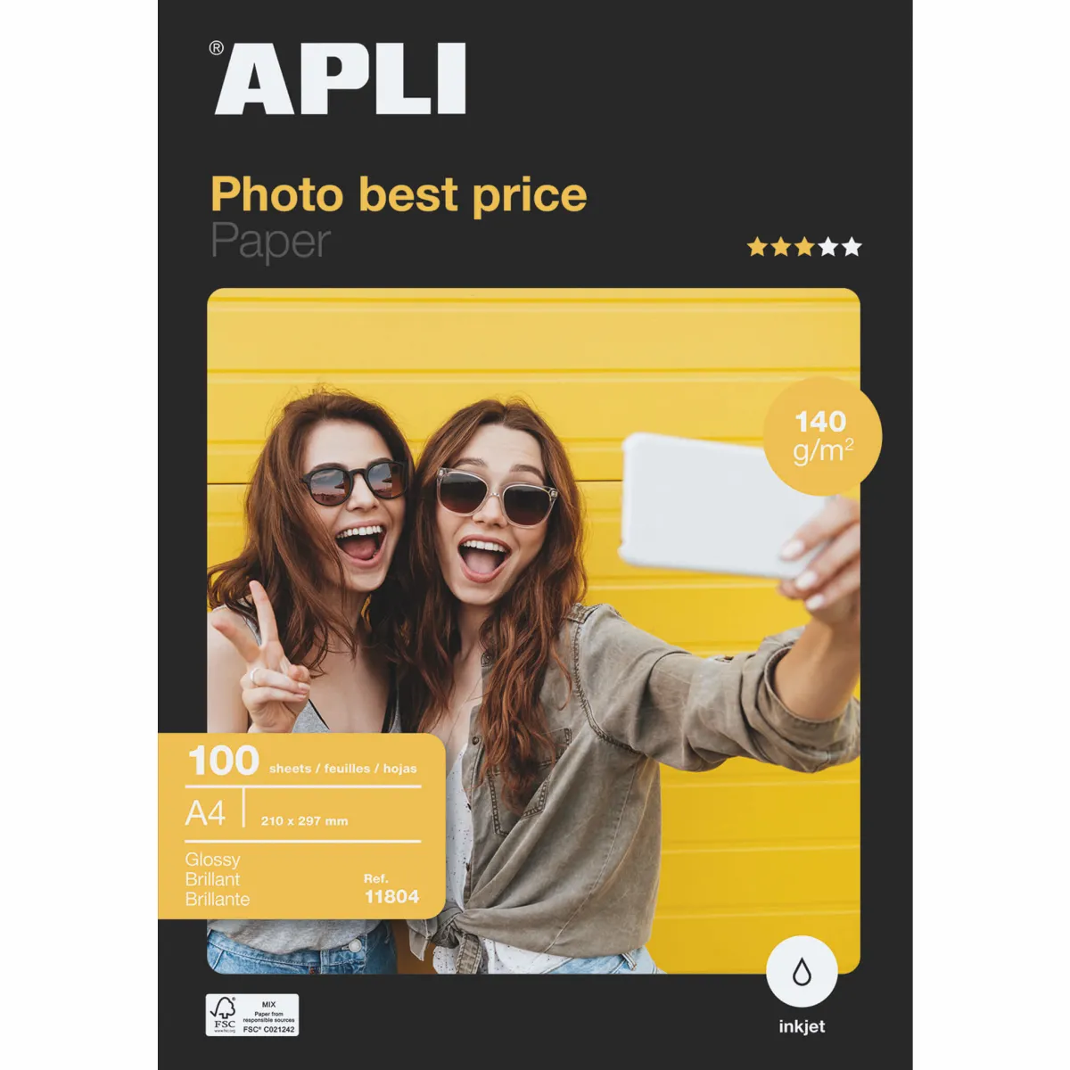 Apli Papel Fotográfico A4 140g Acabado Brillante 100 Hojas