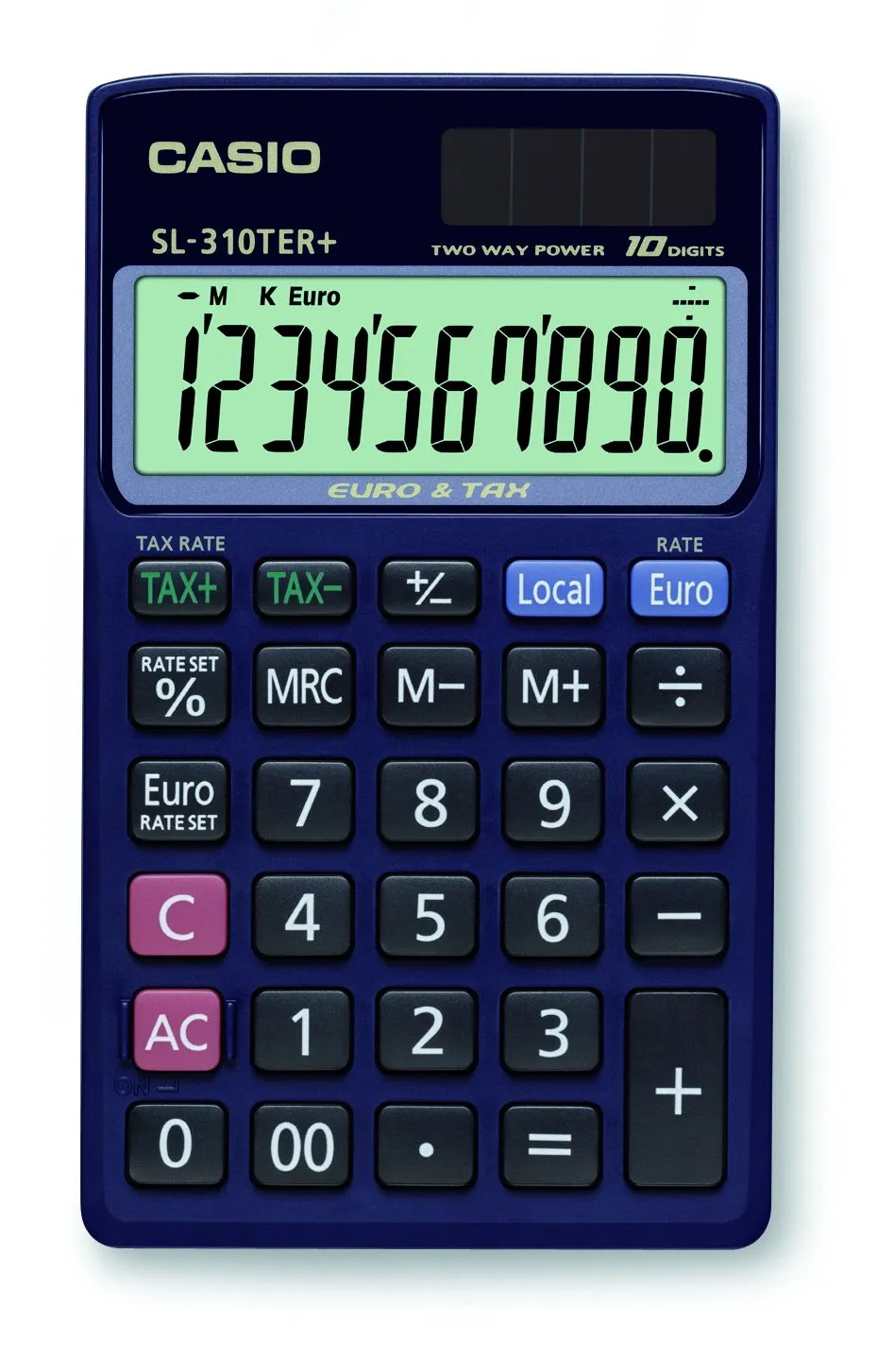 Casio SL-310TER+ Calculadora de Bolsillo con Pantalla LC de 10 Dígitos - Color Azul Oscuro