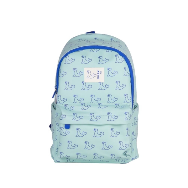 Milan Coleccion 460 Mochila Infantil Casual 9.5L - Compartimento Principal Y Bolsillo Frontal Con Cremalleras - 2 Bolsillos Laterales - Color Verde/Azul
