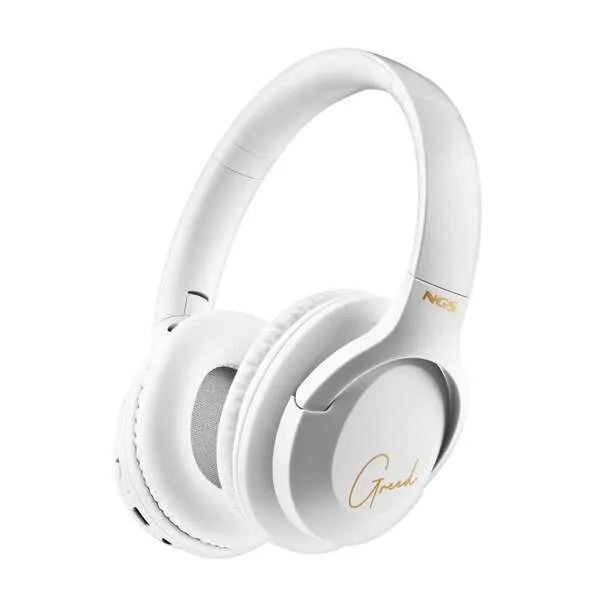 NGS Artica Greed Auriculares Bluetooth Blancos con Micrófono y Batería 300 mAh, Carga USB-C