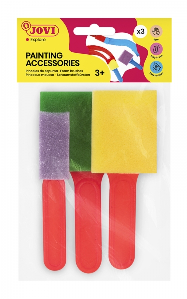 Jovi Painting Accessories Pack De 3 Pinceles De Espuma - Tamaños Diferentes - Especiales Para Pintura De Dedos - Faciles De Limpiar Con Agua Y Jabon - Color Varios