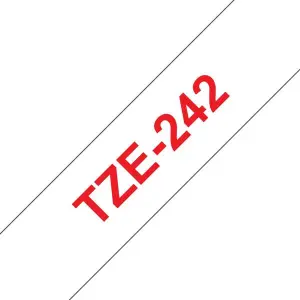 Brother TZe242 Cinta Laminada de Etiquetas 18mm Rojo sobre Blanco 8m