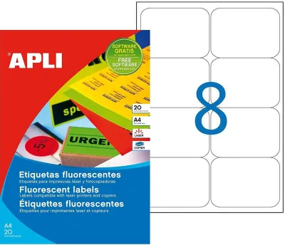 Apli Etiquetas Adhesivas 99,1X67,7mm Inkjet/Láser C/Romos 8 X 100H Blancas