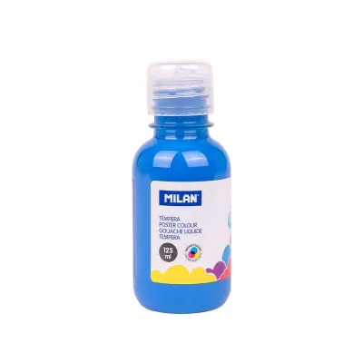 Milan Botella de Témpera 125ml con Tapon Dosificador - Secado Rápido - Color Azul
