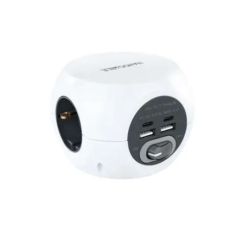 Nanocable Base De 3 Enchufes Tipo F Con 2x USB-A, 2x USB-C Y Interruptor - 1.40m