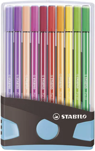 Stabilo Rotulador Pen 68 Colores Surtidos Estuche Parade Antracita-Azul 20 Ud