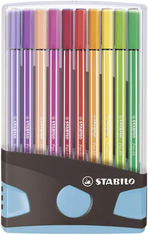 Stabilo Rotulador Pen 68 Estuche Surtido Antracita-Azul 20 Unidades