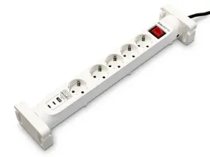 Salicru Regleta SPS SAFE 5S+ con 5 Tomas Schuko y 1xUSB-A, 2xUSB-C - Blanco