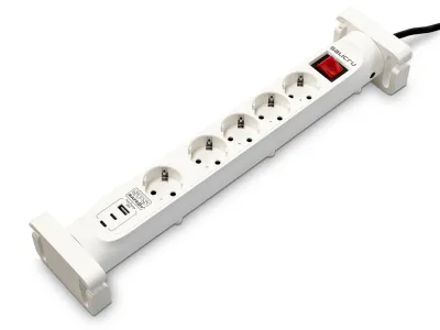 Salicru Regleta SPS SAFE 5S+ con 5 Tomas Schuko y 1xUSB-A, 2xUSB-C - Blanco