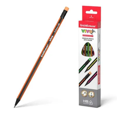 ErichKrause Vivo HB Lápiz de Grafito Triangular con Goma - Madera Seleccionada