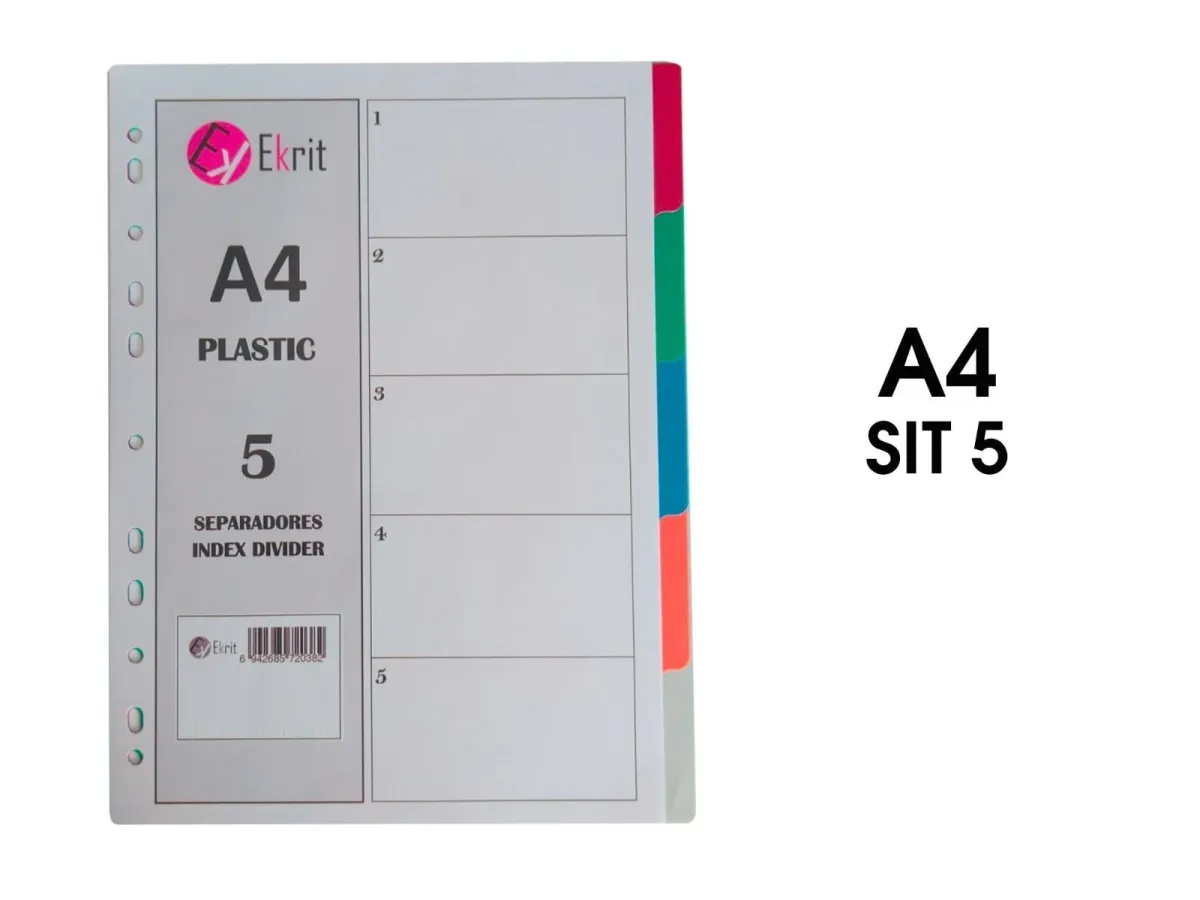 Ekrit Separadores Pp A4 11 Taladros 5 Posiciones - Organiza Tu Oficina