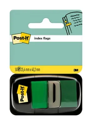 Post-It Index Dispensador Con 50 Marcadores Reposicionables 25.4 X 43.2Mm - Adherencia Firme - Para Marcar, Señalar O Destacar Informacion - Color Verde
