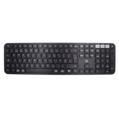 Ewent Teclado Inalambrico - Modo Ahorro de Energia - Disposicion Portuguesa QWERTY PT - Receptor USB-A 2.4Hz - 1x Bateria AAA (Incluida) - Alcance hasta 10m - Color Negro