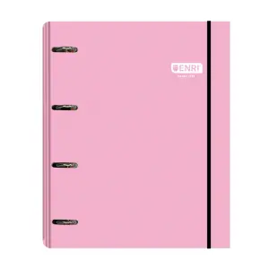 Enri Carpeta de Anillas A4+ Rosa con Recambio de 100 Hojas 80gr Cuadricula 5x5
