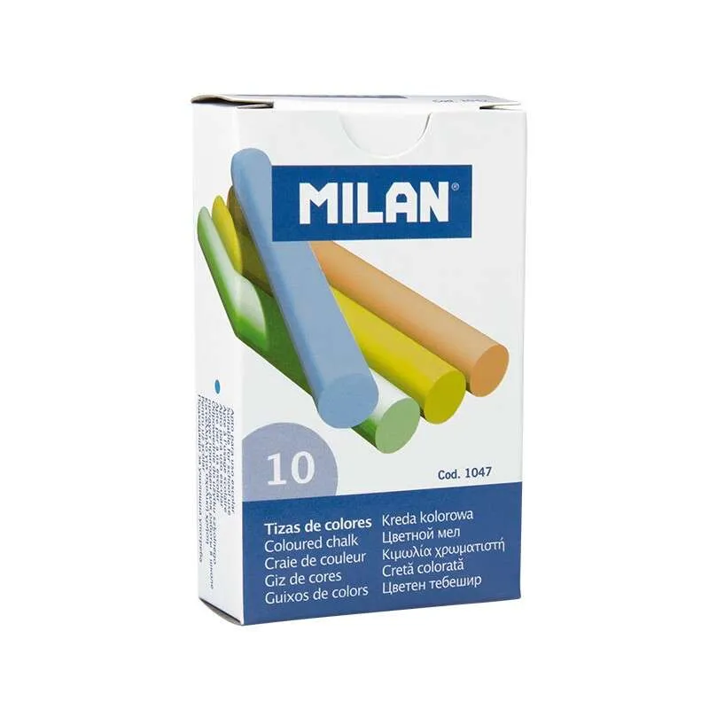 Milan Pack de 10 Tizas Redondas de Colores Surtidos - Sin Caseína
