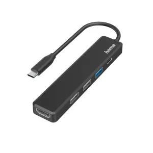 Hama Entry Hub USB 2.0/3.2, 100W, Cable USB-C 15cm, HDMI 4K, 3x USB-A, Power Delivery, Negro