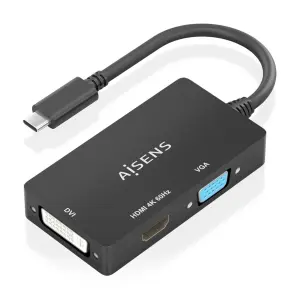 Aisens Conversor USB-C a DVI/HDMI/VGA 15cm Color Negro