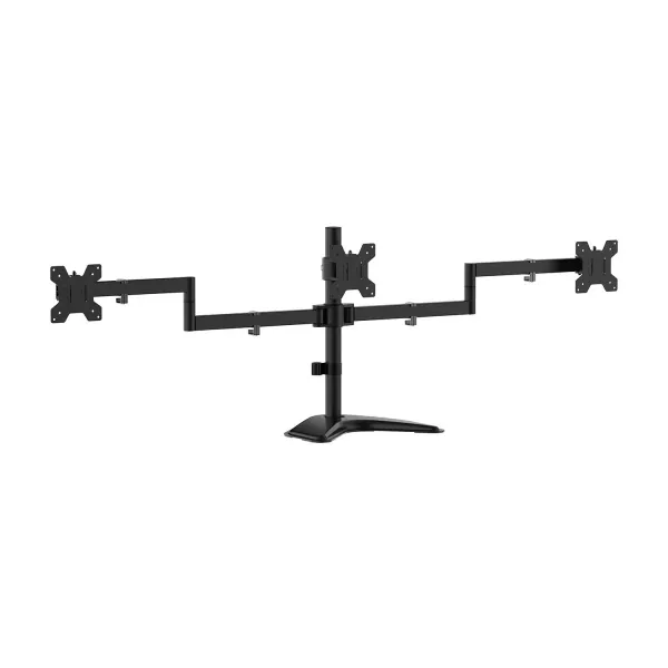 Aisens Soporte De Mesa Con Peana Eco Giratorio E Inclinable Para 3 Monitores 10Kg (3 Pivotes - 2 Brazos) De 13-27" - Color Negro