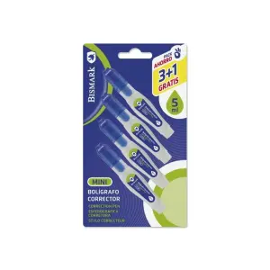 Bismark Pack de 4 Mini Bolígrafos Correctores 5ml con Punta Metálica de Alta Precisión