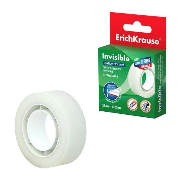 Erichkrause Cinta Adhesiva Invisible - 18Mmx20M - Color Transparente