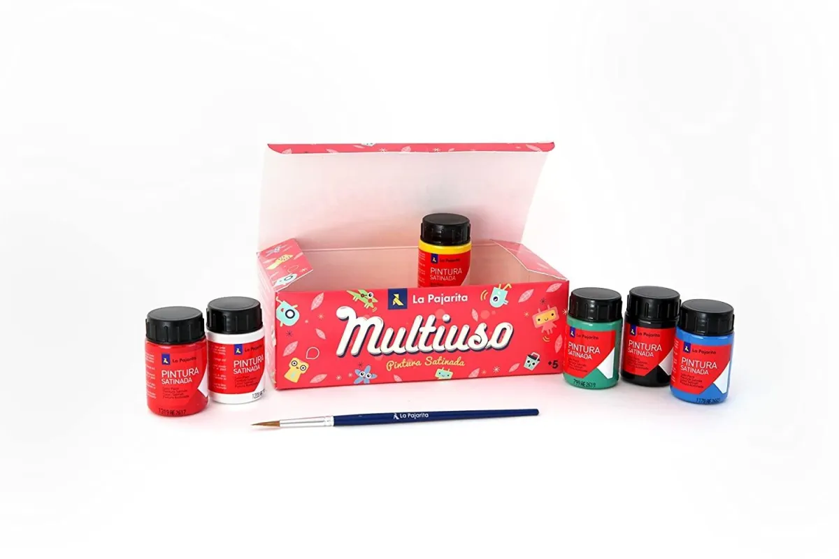 La Pajarita Témpera Escolar Bote De 35Ml Con Pince Colores Surtidos Kit 6U