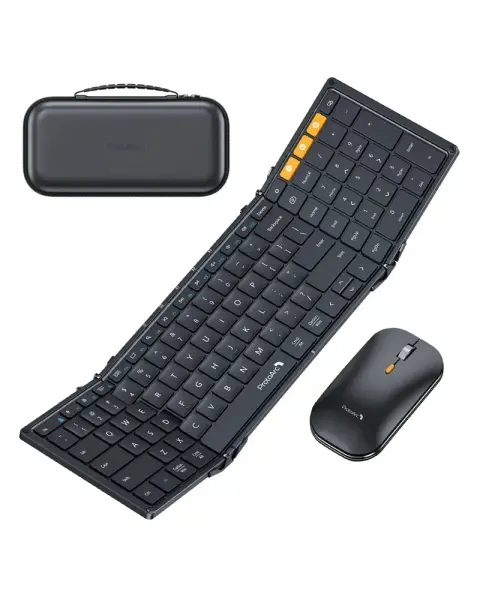 ProtoArc XKM01 Teclado Plegable Tríptico Bluetooth con Ratón - Conexión a 3 Dispositivos - Negro